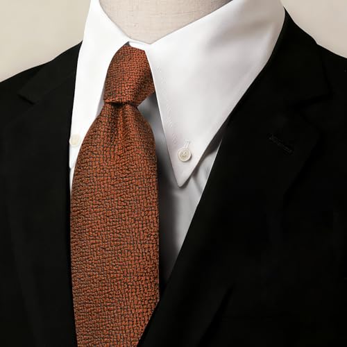 Image of Barry.Wang Skinny Ties for Men Cashmere Wool Blend Necktie with Tie Clip | Tie and Tie Clip Set, Cashmere Wool Blend, Textured Woven Stripe, 2.76 x 63 Inches, Extra Long Slim, Wedding Work Winter