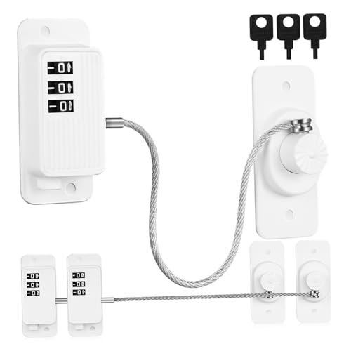 ZUNOXAZ 3個 製 用窓ロック 接着式ダイヤル錠で冷蔵庫 キャビネット 引き出しに対応 鍵不要 無痕貼付け 家用 対策