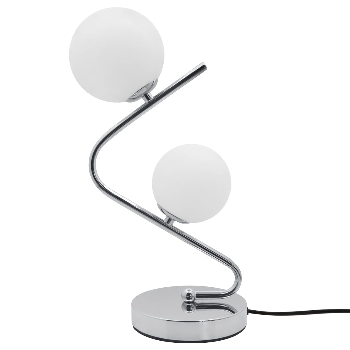 Twin Opaque Globe Table Lamp Chrome Desk Lamp Frosted Glass Sphere Bedside Light T506