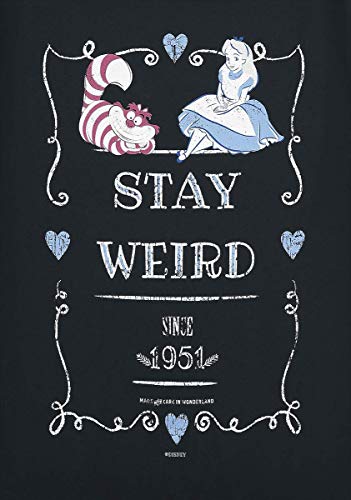 Alice Au Pays des Merveilles Stay Weird Femme T-Shirt Manches Courtes Noir Large - Les Beatles, Paul McCartney, John Lennon, RIngo Starr, George Harrison Alice Au Pays des Merveilles Stay Weird Femme T-Shirt Manches Courtes Noir Large – Image 5