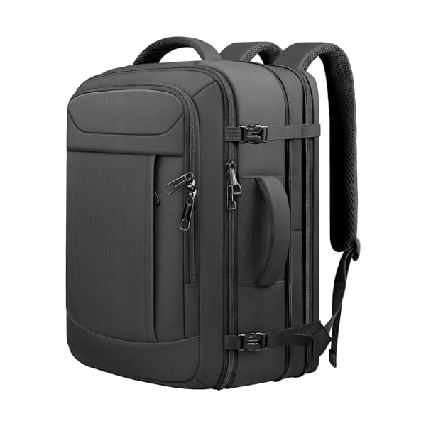 Extra Large Travel Backpack with LifetimeWarranty, Expandable Carry On Backpack with Waterproof Wet Pocket for Men Women, Anti-Theft TSA Flight Approved 18 Inch Laptop Duffel Bag for Travel, Black