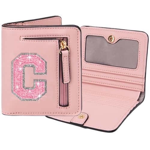 Image of Birthday Gifts for Teen Girl Kids Wallet Girl Wallets Small Initial Rfid Wallet Teen Girls Gift Preppy Stuff for Girls Pink C