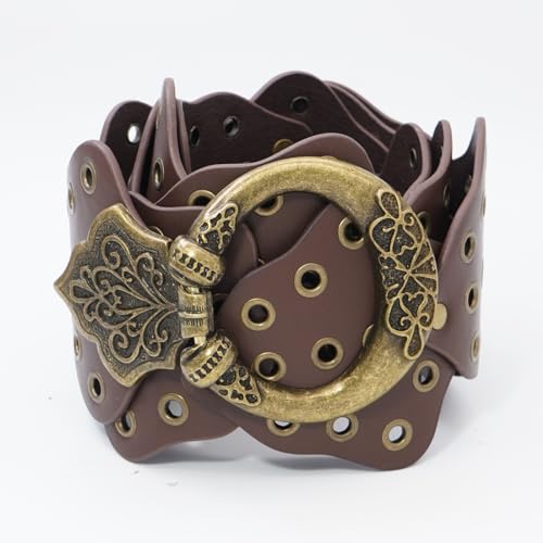 Wide Disc Belt for Women Concho Leather Belts Boho Western Waist Belt for Dress4