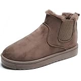 [TRVELBETT] ムートンブーツ レディース スノーブーツ ショートブーツ スキーシューズ 綿靴 裏起毛 暖か ふわふわ 防滑 保温 歩きやすい 防寒 雪靴 痛くない もこもこ 冬 普段使い 大きいサイズ (ブラウン,23.5 cm)