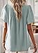 Falechay Plus Size Tops for Women Swiss Dot Solid Lace Flowy Short Sleeve Blouse Boho Round Neck Girls Loose Fit 2026 Gray Green XXXL