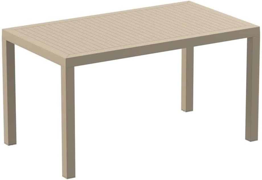 Compamia Ares 55" Resin Patio Dining Table in White, Commercial Grade