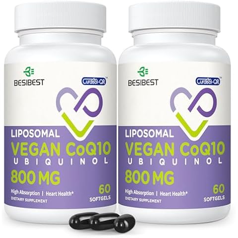 Liposomal Ubiquinol CoQ10 800 MG Softgel, High Absorption CoQ10 Ubiquinol Supplement, Active Coenzyme Q10 800mg, Powerful Antioxidant for Heart & Brain Function, Energy Production, 120 Vegan Softgels Cover