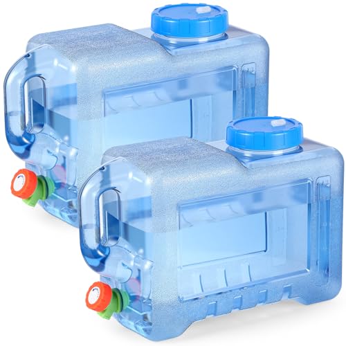 Bokon 2 Pcs 3.17 Gal Water Jug Water Dispenser for Outdoor Camping, Blue