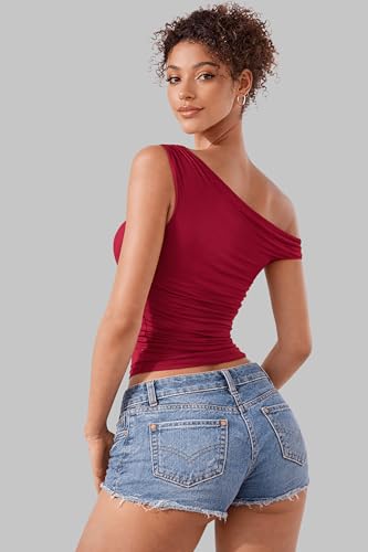 Image of London Hills Off Shoulder Tshirt for Women | Off Shoulder Top for Women Stylish | Concert Tops for Womens | Tops for Women Western | Tops for Woman | Women T-Shirts | Women's One Shoulder Top