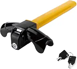 trava do volante,ERYUE Trava de volante de carro em forma de T universal antirroubo trava de carro com 2 chaves para carro caminhão SUV