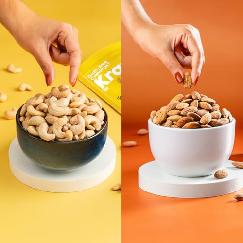 Image of Kravio Premium Roasted Salted Cashew & Almond Nuts (2 X 200g) | Zero Cholesterol Natural Whole Kaju & California Badam Nuts & Dry Fruits | Rich in Protein, Roasted Crunchy Delicious Healthy Snacks