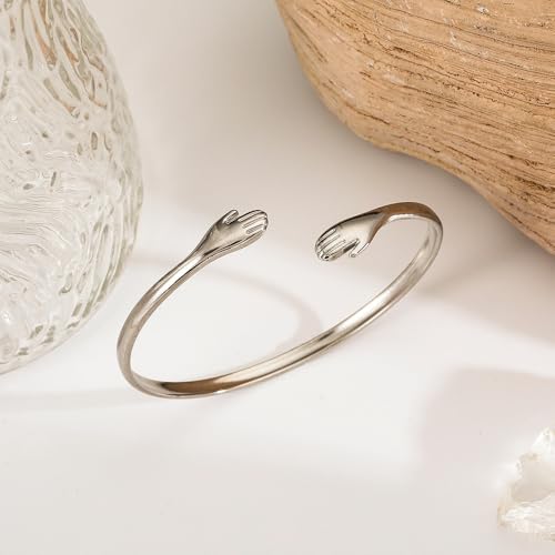 Hug Bracelet For Granddaughter, To My Granddaughter Bracelet From Grandmother Come to My Arm Hugging Cuff Bangle Adjustable Non Tarnish Jewelry Gift for Women2