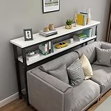 コンソールテーブル エントランス台 玄関テーブル サイドテーブル棚 玄関収納 玄関棚 おしゃれ 木目調 スリム ナチュラル 細長い 省スペース 飾り オープンラック北欧風 (二層-高さ100CM, 黒棚＋白い板, 長さ 140 幅 20CM)