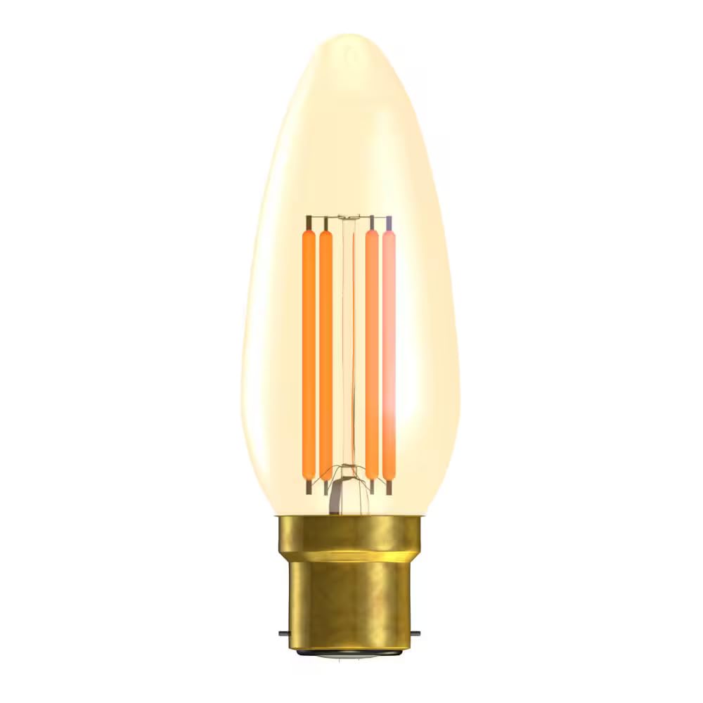 Bell Ultra Warm White Mellotone Led Squirrel Cage Vintage Filament Candle 35Mm 4W B22d Gold 2000K