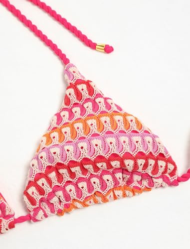 Image of ZAFUL 2 Piece Triangle Bikini for Women Knitted Rope Halter Bikini Sets Sexy Bathing Suit Side Tie Swimsuits Beachwear