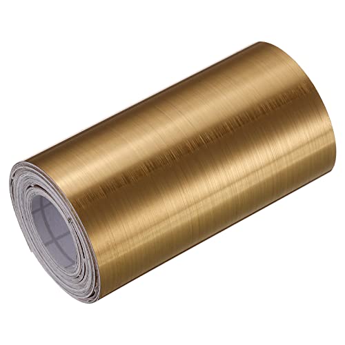 Image of uxcell Waterproof Peel and Stick Decorative Tape Self Adhesive 3.15 inch W x 16.4'L PVC Removable Tape for Wall Edge Gold Tone Brushed (Thickened Style)