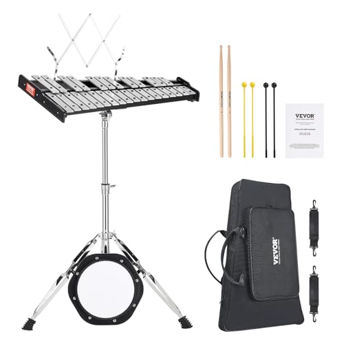 Image of VEVOR 30 Note Glockenspiel Xylophone Bell Kit, Professional Percussion Instrument Set with Mallets, Drum Sticks, Music Stand, 8 inch Practice Pad, Adjustable Stand and Carrying Bag for Students & Adults