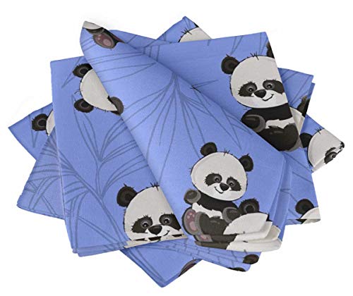 S4Sassy Bleu Arbre et Panda des Gamins Serviette de Cocktail en Tissu imprimée 18 x 18(Paquet de 4) Cover