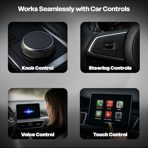 Image of Amkette Drive S1 2 in 1 Wireless CarPlay & Android Auto Adapter | WiFi 6 Low-Latency | Bluetooth 5.4 Fast Pairing | Converts Wired to Wireless | USB-A & USB-C | Supports OEM Steering Controls