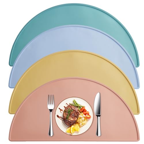 volumoon Lot de 4 sets de table antidérapants pour enfants - Résistants à la chaleur - En silicone - Pour enfants - Pour la cuisine et la salle à manger
