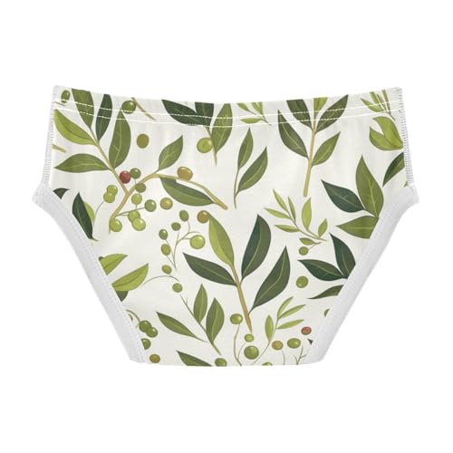KLL Green Branch Olive Seamless Pattern Toddler Boy Soft Athletic Underwear Breathable Undies2