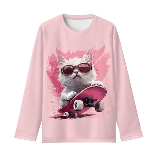 Image of Girls Long Sleeve T Shirt Cute Cartoon Crewneck Shirt for Kids 3-16Y Fall Winter Clothes
