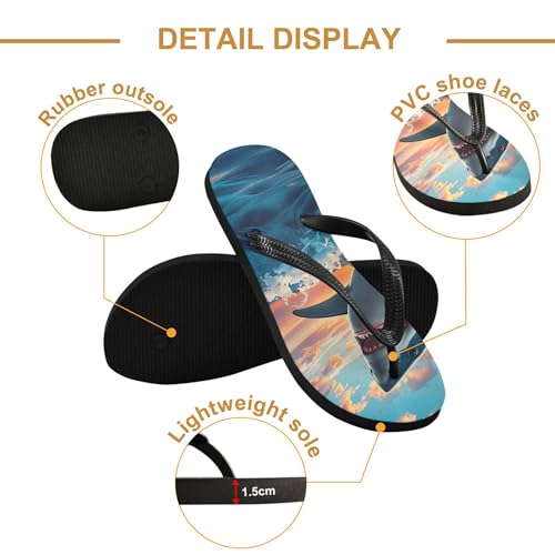 Burbuja Shark Breaching Flip Flops for Women Men, Soft Thong Sandals Rubber Slippers for Pool Beach Essentials3