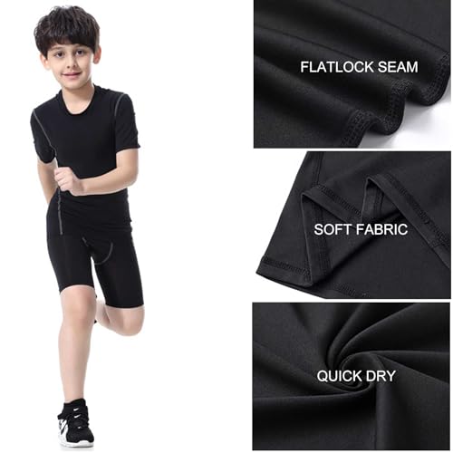 Youth Boys Compression Shirt Short Sleeve Football Undershirt for Kid Quick Dry Athletic Baseball T-Shirt Base Layer4