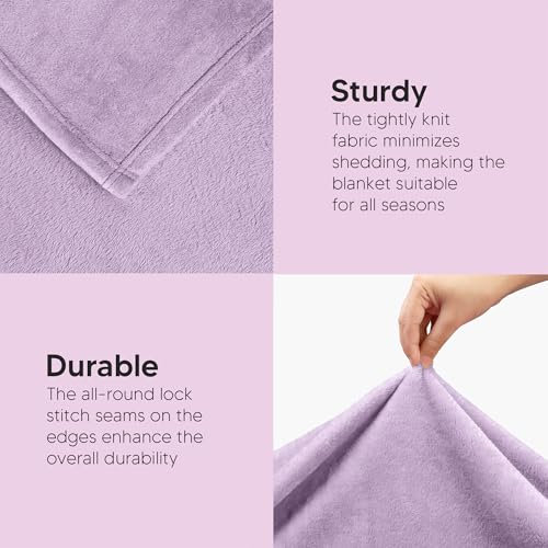 Image of Utopia Bedding Fleece Blanket Queen Size Lilac 300GSM Luxury Fuzzy Soft Anti-Static Microfiber Bed Blanket (90x90 Inch)