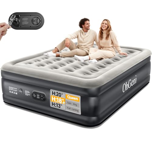 OhGeni Queen Air Mattress with Built in Pump, Ideal Alternative to a Bed, Inflatable Blow Up...