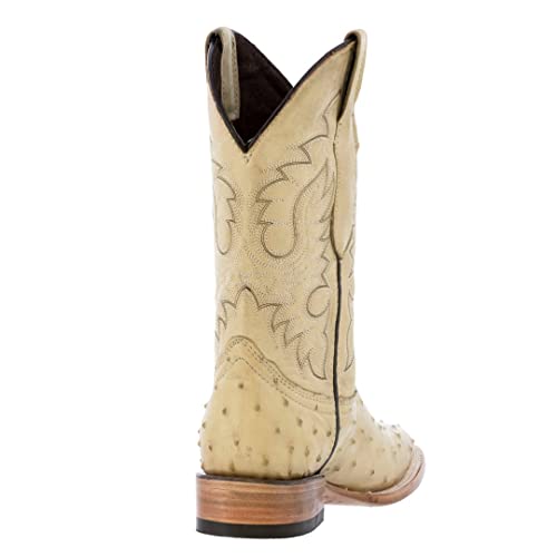 Texas Legacy Mens Sand Western Leather Cowboy Boots Ostrich Quill Print Square4