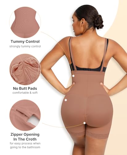 Image of SHAPELLX Faja Colombianas Side Zipper Tummy Control Postpartum Shapewear | Butt Lift Body Shaper, 3-Layer Firm Compression, Side Zipper Easy Wear, Open Crotch, Adjustable Straps, Daily & Postpartum