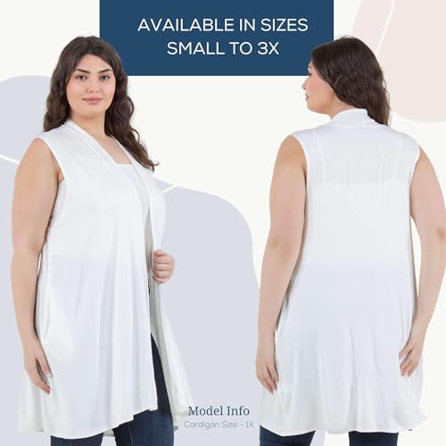 Image of Azules Sleeveless Long Cardigan for Women with Pockets - Lightweight Open Front, Flowy Dressy Layer for Work or Casual Wear