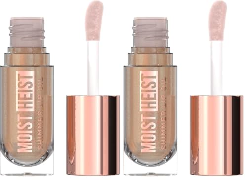 Image of Swiss Beauty Moist Heist Shimmer Lip Oil | Luminous Shine | Hydrating | Lightweight | Shade- 1. Nude Flash, 4.8g (Pack of 2)