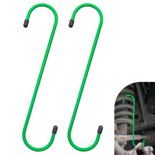 Lxsloet 2PCS Brake Caliper Hangers, Rust-Proof Automotive Tools, Auto Brake Caliper Hangers with Rubber Tips, Durable & Rust-Proof Tools for Braking, Axle, Bearing, Suspension Work (Green, 2PCS)