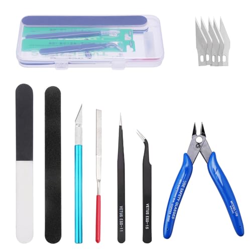 HSEAMALL 9 STÜCKE Modellbau Werkzeug Set,Gundam Modellbausatz Hobby Werkzeug Sets Basic Tools für Gebäude, Autos, Flugzeuge, Modellbau Reparatur und Befestigung