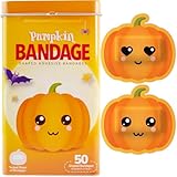 BioSwiss Kids Bandages, Halloween Pumpkin Shaped Self Adhesive Bandage Set, Latex Free, Sterile Wound Care, 50 Count