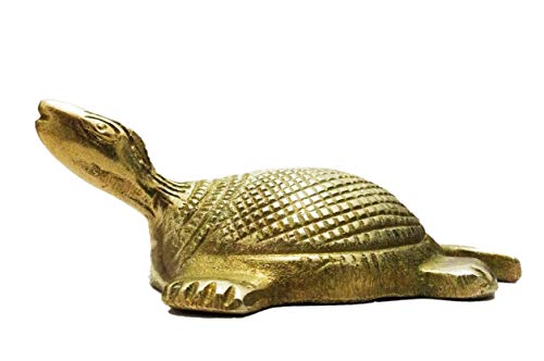 Estatua de tortuga de latón en acabado antiguo feng shui