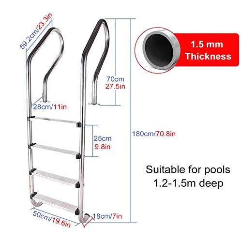 Escalera plegable de acero inoxidable para piscina 3 peldaños miniatura 2