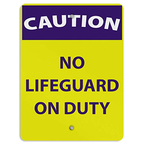 VinMea Aluminum Metal Sign Caution No Lifeguard On Duty Activity Pool s 12X18 Inches Street Signs