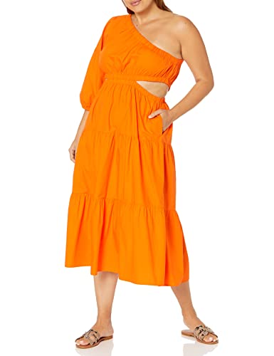 Image of The Drop Womens April One Shoulder Cut-Out Tiered Midi Dress