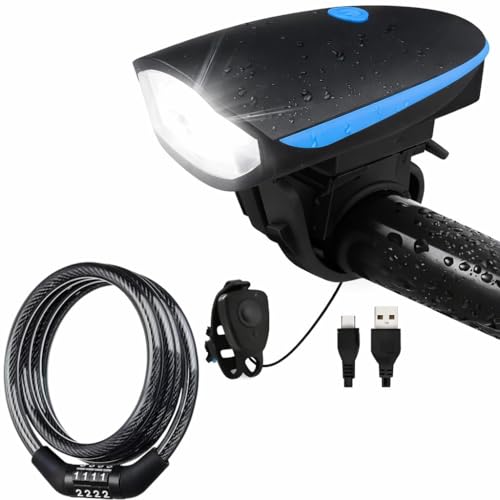 Image of PulGos Rechargeable Cycle Light for Bicycle with ๐๐๐๐๐ Horn (๐ Sound Modes), Bright LED Cycle Headlight(๐ ๐๐ข๐ ๐ก๐ญ ๐๐จ๐๐), Up to ๐๐ ๐ก๐ซ๐ฌ ๐๐๐ญ๐ญ๐๐ซ๐ฒ ๐ฅ๐ข๐๐, Ideal for Night Riding