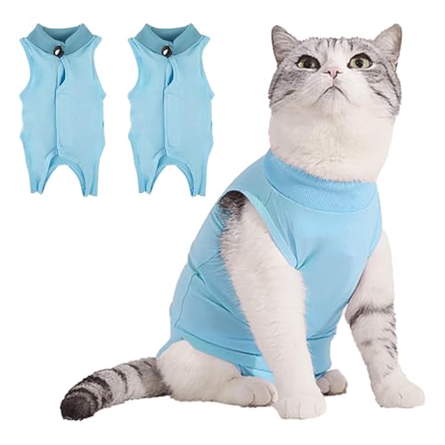 Vuemhjaey 2er Katzen Erholungsanzug Blau M