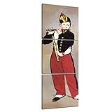 Bilderdepot24 Bild auf Leinwand | Édouard Manet Pfeiffer in 60x180 cm mehrteilig als Panorama Wandbild XXL | Wand-deko Dekoration Wohnung alte Meister | NEU-180204-60180-3tlg-p