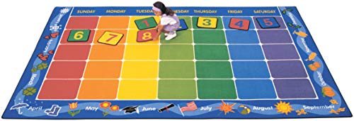 Carpets for Kids 1112 Calendar Classroom Organized Seating Rug 7ft 6in x 12ft Rectangle Multi Color