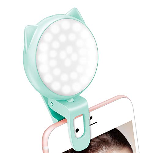 Selfie Light Ring for iPhone and Android, Rechargeable Portable Clip-on Mini Phone Lights