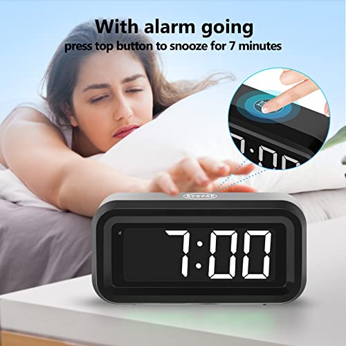 Timegyro Digital Alarm Clcok,Desk Clock Battery Powered Only,3 Levels Brightness Adjustable,12/24 Hour,Snooze,1.2" Led Large Display Beside Clocks For Bedroom, Livingroom Or Travel #TOP4