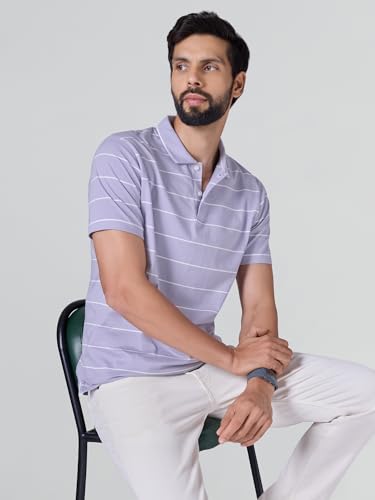 Image of XYXX Iinea Men's Stripe Cotton T-Shirt | Polo Collor Tshirts | Half Sleeves | Stripe-Slim Fit