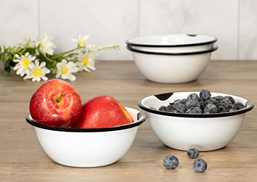 Red Co. QM-4922 Set Of 4 Enamelware Metal Classic 20 Oz Round Cereal Bowl thumb #4