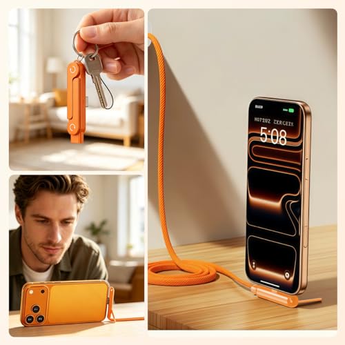 Image of Verilux 240W Type C Cable Fast Charging & Type C Connector with Foldable Phone Stand, 1.5M /4.9Ft Flat PVC USB C Cable with 480Mbps Data Transfer for iPhone 17 /16 /15, Galaxy S26 /S25 /S24